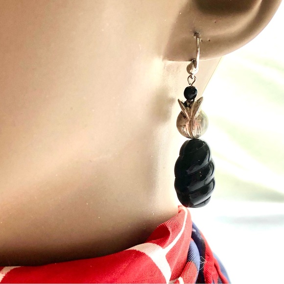 Vintage Tulip Flower Dangle Earrings Sterling Silver - Picture 3 of 5